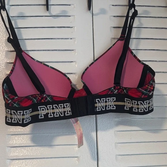 PINK Victoria’s Secret Red & Black Plaid Push-Up Bra - Picture 9 of 12